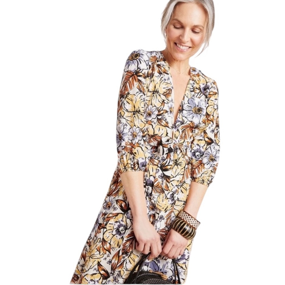Faithful the Brand x Anthropologie Boho Chloe Floral Cottage Dress long sleeve 4